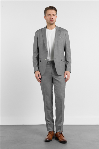 Füme-Beyaz Kırlangıç Yaka 6 Drop Slim Fit Tam Astar Esnek Takım Elbise 1001260163