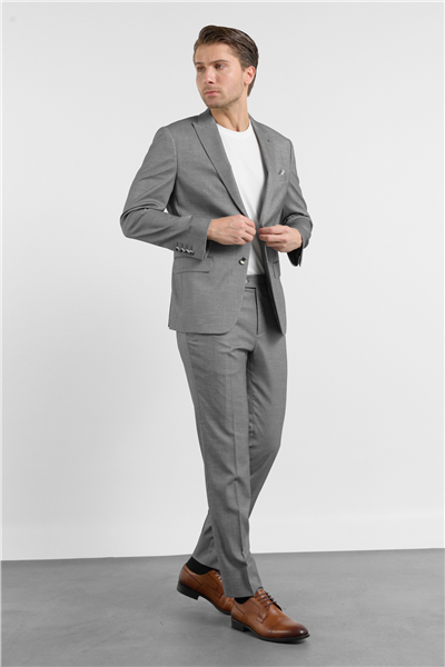 Füme-Beyaz Kırlangıç Yaka 6 Drop Slim Fit Tam Astar Esnek Takım Elbise 1001260163