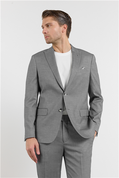 Füme-Beyaz Kırlangıç Yaka 6 Drop Slim Fit Tam Astar Esnek Takım Elbise 1001260163