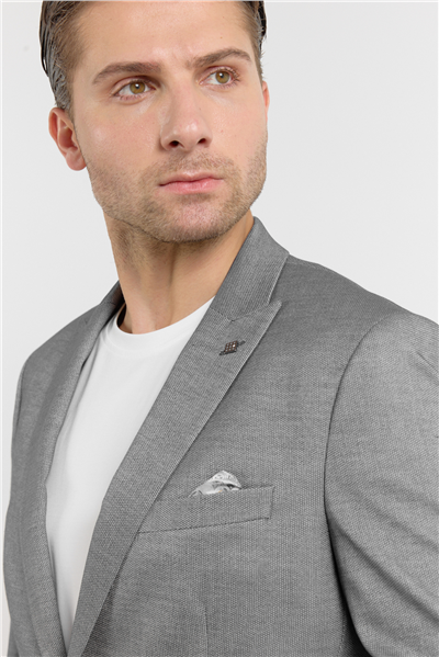 Füme-Beyaz Kırlangıç Yaka 6 Drop Slim Fit Tam Astar Esnek Takım Elbise 1001260163