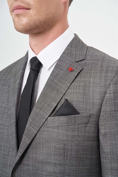 Füme Düz Flannel Mono Yaka Çift Yırtmaç 2 Düğme 4 Drop Comfort Fit Classic Takım Elbise 1001245163