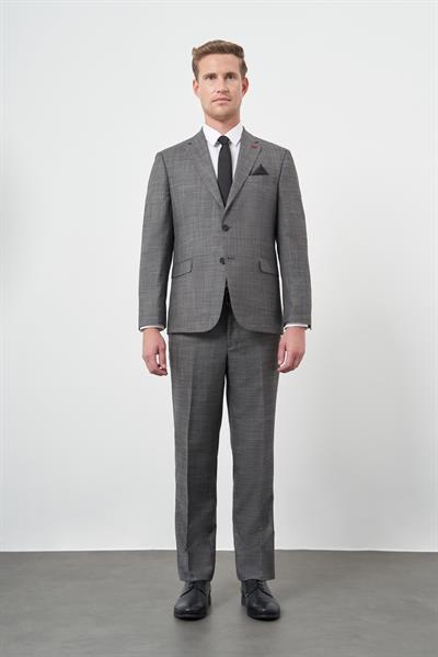 Füme Düz Flannel Mono Yaka Çift Yırtmaç 2 Düğme 4 Drop Comfort Fit Classic Takım Elbise 1001245163