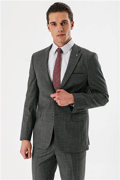 Füme Filafil Mono Yaka Yünlü Likralı 6 Drop Comfort Rahat Kesim Klasik Takım Elbise 1001240152