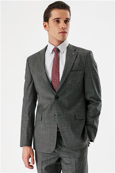 Füme Filafil Mono Yaka Yünlü Likralı 6 Drop Comfort Rahat Kesim Klasik Takım Elbise 1001240152