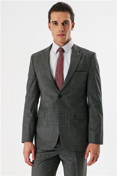 Füme Filafil Mono Yaka Yünlü Likralı 6 Drop Comfort Rahat Kesim Klasik Takım Elbise 1001240152