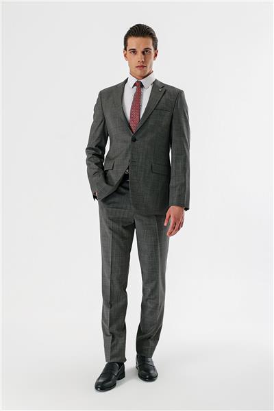 Füme Filafil Mono Yaka Yünlü Likralı 6 Drop Comfort Rahat Kesim Klasik Takım Elbise 1001240152