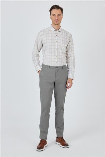 Füme Gabardin Yan Cep Düz Paça Comfort Fit Pamuklu Casual Chino Pantolon 1003250121