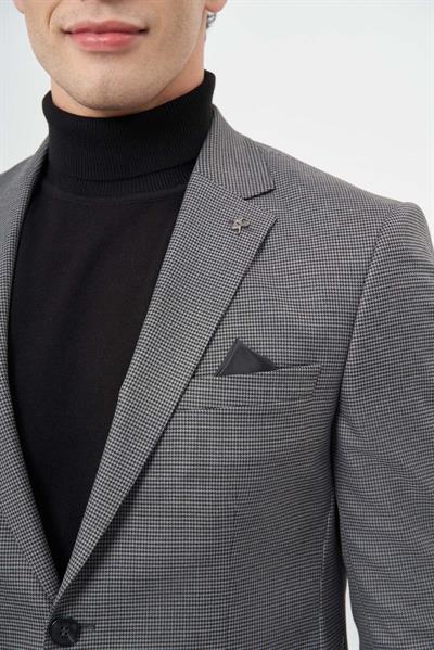 Kazayağı Desen Mono Yaka Çift Yırtmaç 2 Düğme 6 Drop Slim Fit Classic Ceket 1002245106