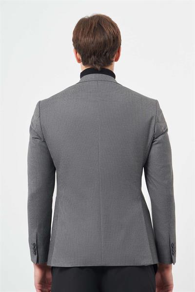 Kazayağı Desen Mono Yaka Çift Yırtmaç 2 Düğme 6 Drop Slim Fit Classic Ceket 1002245106