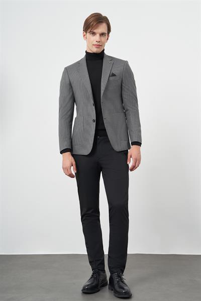 Kazayağı Desen Mono Yaka Çift Yırtmaç 2 Düğme 6 Drop Slim Fit Classic Ceket 1002245106