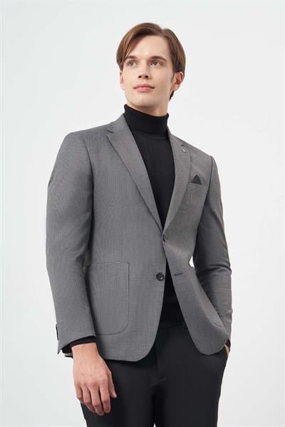 Kazayağı Desen Mono Yaka Çift Yırtmaç 2 Düğme 6 Drop Slim Fit Classic Ceket 1002245106