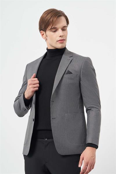 Kazayağı Desen Mono Yaka Çift Yırtmaç 2 Düğme 6 Drop Slim Fit Classic Ceket 1002245106
