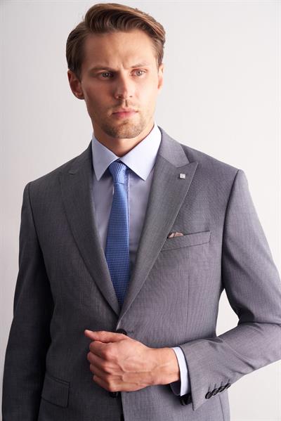 Füme Kırlangıç Yaka Kendinden Desenli Esnek Bel Slim Fit 6 Drop Takım Elbise 1001255168