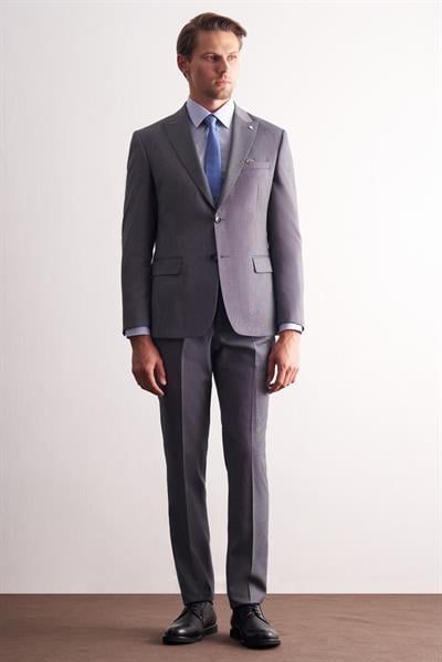 Füme Kırlangıç Yaka Kendinden Desenli Esnek Bel Slim Fit 6 Drop Takım Elbise 1001255168