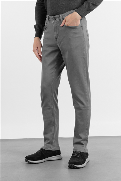 Füme Pamuklu 5 Cep Düz Paça Slim Fit Casual Denim Pantolon 1023260152