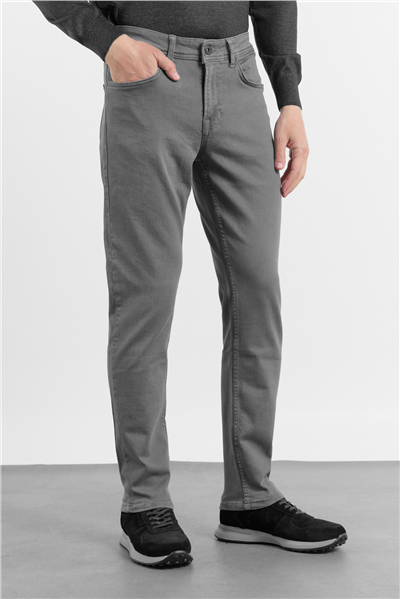 Füme Pamuklu 5 Cep Düz Paça Slim Fit Casual Denim Pantolon 1023260152