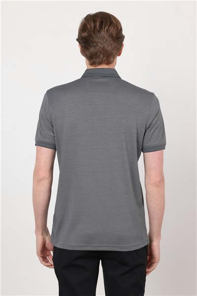 Füme Polo Yaka Kısa Kol Cepsiz Comfort Fit Pamuklu Tişört 1011260153