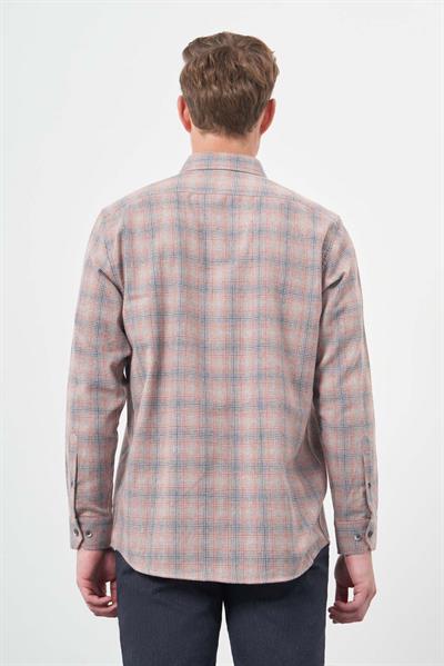 Uzun Kol Ekose Desen Gabardin Cepsiz Pamuklu Classic Comfort Fit Gömlek 1004245165