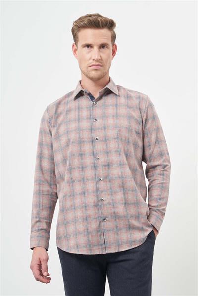 Uzun Kol Ekose Desen Gabardin Cepsiz Pamuklu Classic Comfort Fit Gömlek 1004245165