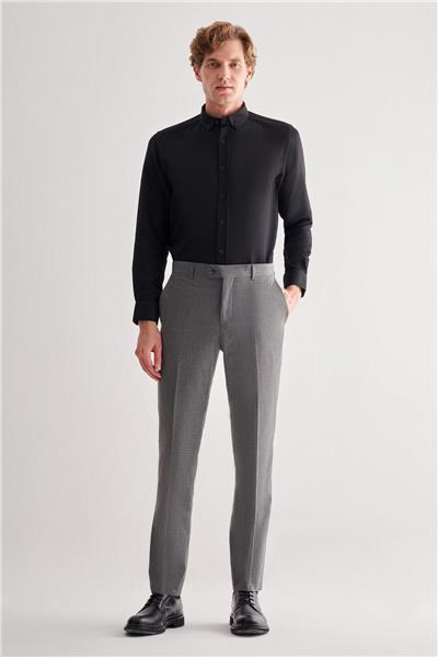 Füme Yan Cep Açık Paça Kendinden Desenli Slim Fit  Pantolon 1003255152