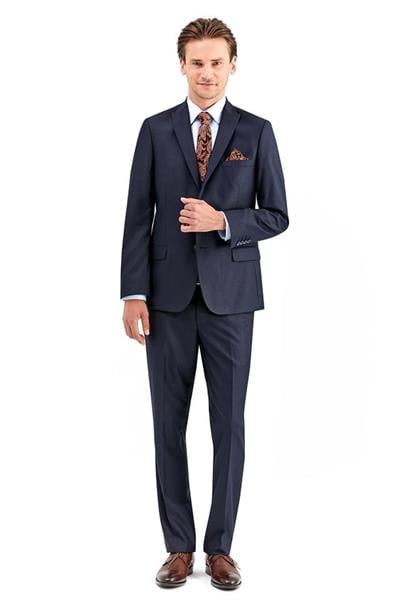 Lacivert Gabardin Kırlangıç Yaka Astarlı 6 Drop Slim Fit Dar Kesim Takım Elbise 1001220011