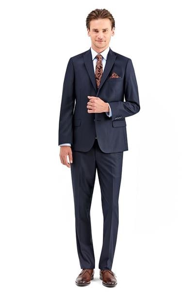 Lacivert Gabardin Kırlangıç Yaka Astarlı 6 Drop Slim Fit Dar Kesim Takım Elbise 1001225011