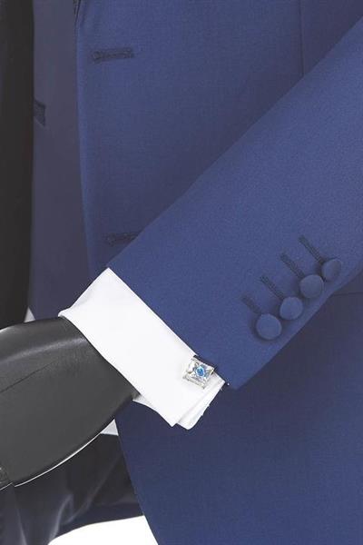 Lacivert Gabardin Mono Yaka Astarlı Yelekli 6 Drop Slim Fit Dar Kesim Smokin Damatlık 1001190166