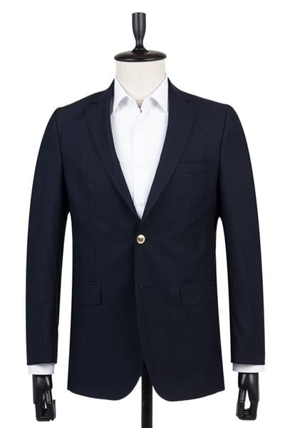 Lacivert Gabardin Mono YakaTek Yırtmaç 6 Drop Comfort Fit Rahat Kesim Basic Ceket 1002230006