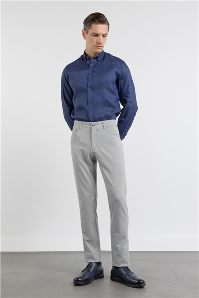 Gri 5 Cep  Düz Paça Esnek Slim Fit  Casual Pantolon 1003255157