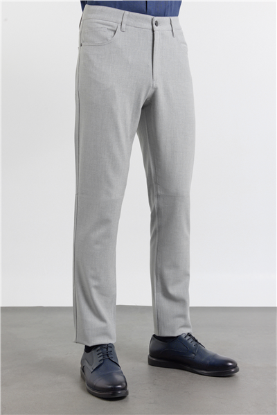 Gri 5 Cep  Düz Paça Esnek Slim Fit  Casual Pantolon 1003255157