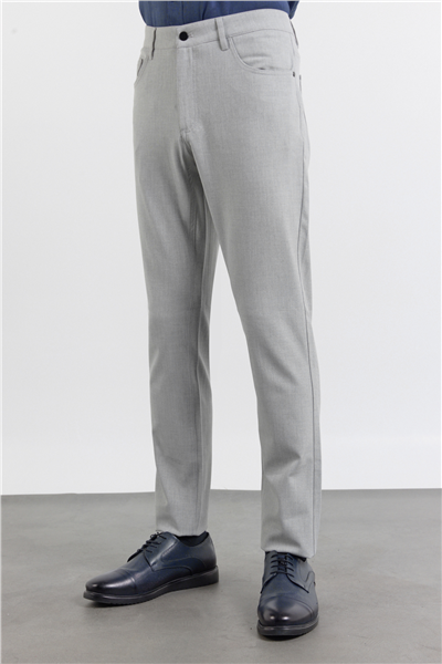 Gri 5 Cep  Düz Paça Esnek Slim Fit  Casual Pantolon 1003255157