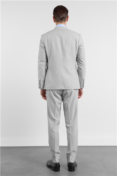 Gri - Beyaz Kılıç Yaka Düz Armürlü 6 Drop Slim Fit Esnek Takım Elbise 1001260163