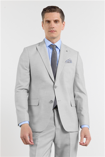 Gri - Beyaz Kılıç Yaka Düz Armürlü 6 Drop Slim Fit Esnek Takım Elbise 1001260163