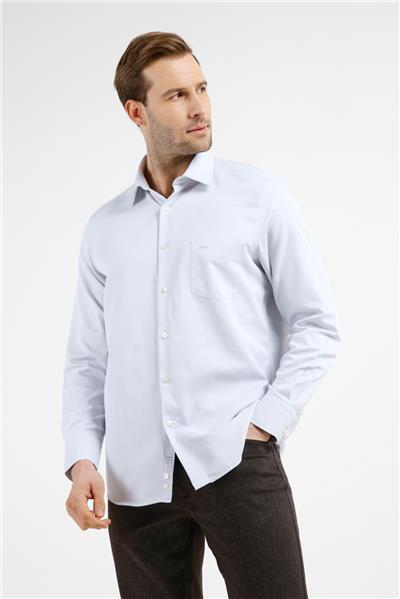 Gri Çizgili Desen Sert Yaka Uzun Kol Cepli Comfort Fit Pamuklu Gömlek 1004255268