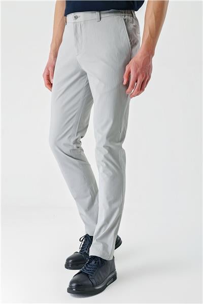 Gri Pamuklu Yandan Cepli Casual Slim Fit Jogger Pantolon 1003240206