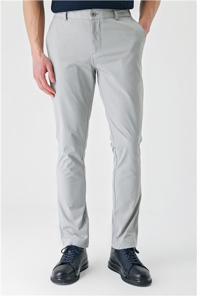Gri Pamuklu Yandan Cepli Casual Slim Fit Jogger Pantolon 1003240206