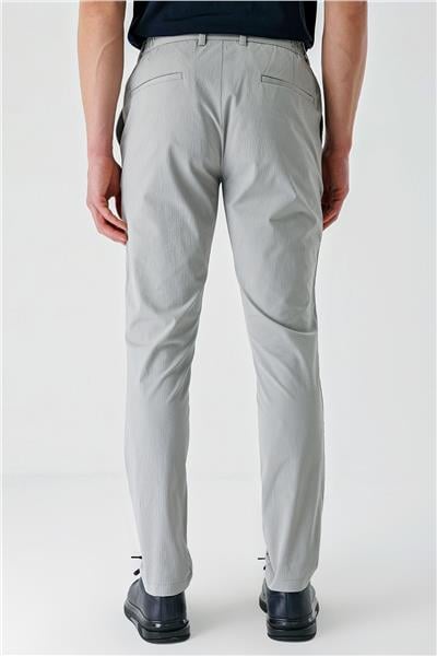 Gri Pamuklu Yandan Cepli Casual Slim Fit Jogger Pantolon 1003240206