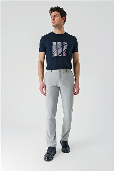 Gri Pamuklu Yandan Cepli Casual Slim Fit Jogger Pantolon 1003240206