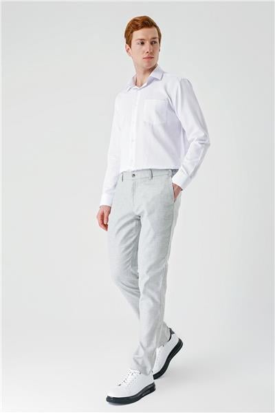 Gri Keten Lastikli Yandan Cepli Casual Comfort Fit Jogger Pantolon 1003240159