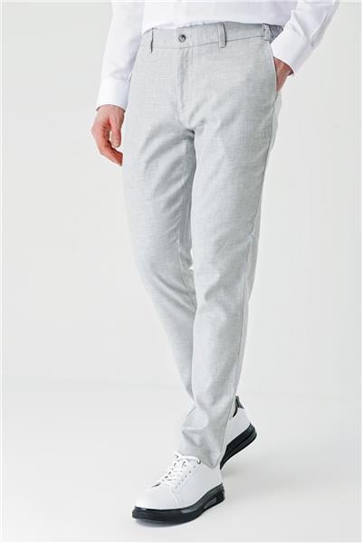 Gri Keten Lastikli Yandan Cepli Casual Comfort Fit Jogger Pantolon 1003240159