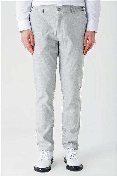 Gri Keten Lastikli Yandan Cepli Casual Comfort Fit Jogger Pantolon 1003240159