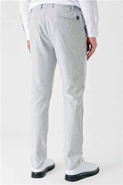 Gri Keten Lastikli Yandan Cepli Casual Comfort Fit Jogger Pantolon 1003240159