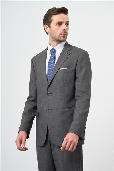 Gri Mono Yaka 6 Drop Comfort Fit Tam Astar Esnek Takım Elbise 1001240178