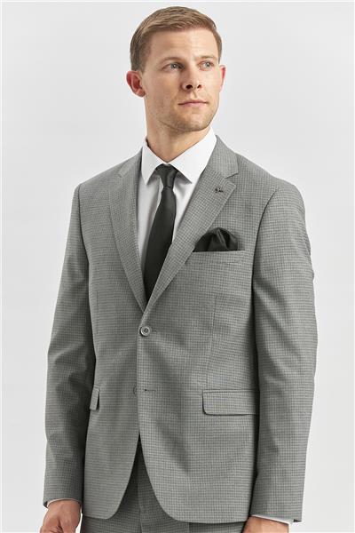 Gri Desenli Mono Yaka Astarlı 6 Drop Slim Fit Dar Kesim Takım Elbise 1001240174