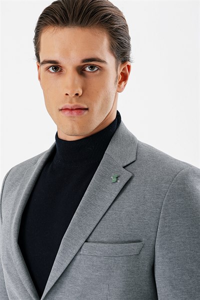 Mono Yaka Çift Yırtmaç Likralı 6 Drop Slim Fit Klasik Ceket 1002240151
