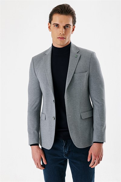 Mono Yaka Çift Yırtmaç Likralı 6 Drop Slim Fit Klasik Ceket 1002240151