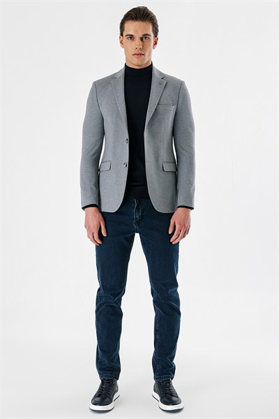 Mono Yaka Çift Yırtmaç Likralı 6 Drop Slim Fit Klasik Ceket 1002240151