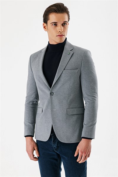 Mono Yaka Çift Yırtmaç Likralı 6 Drop Slim Fit Klasik Ceket 1002240151