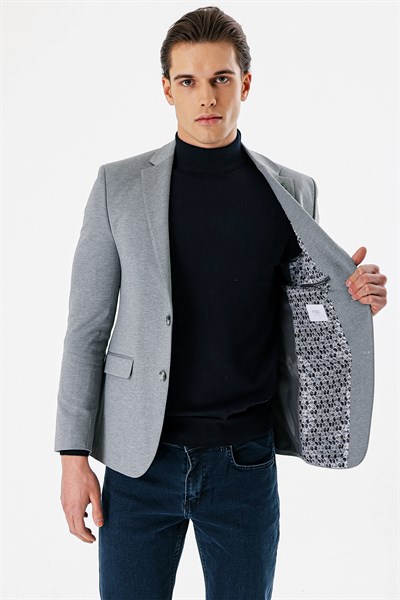 Mono Yaka Çift Yırtmaç Likralı 6 Drop Slim Fit Klasik Ceket 1002240151