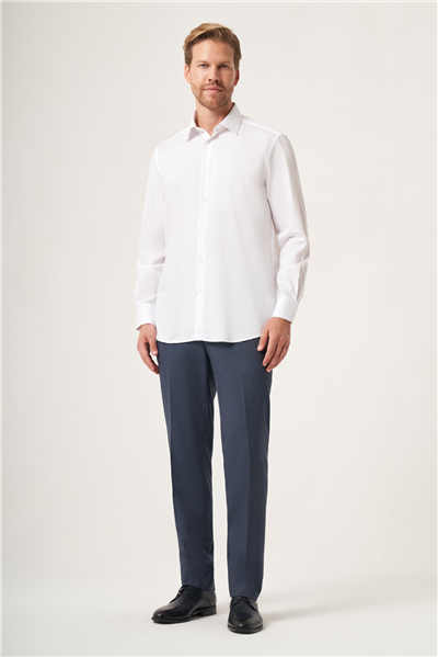 Gri Düğmeli Yaka Comfort Fit Kolay Ütü Pamuklu Gömlek 1004265127